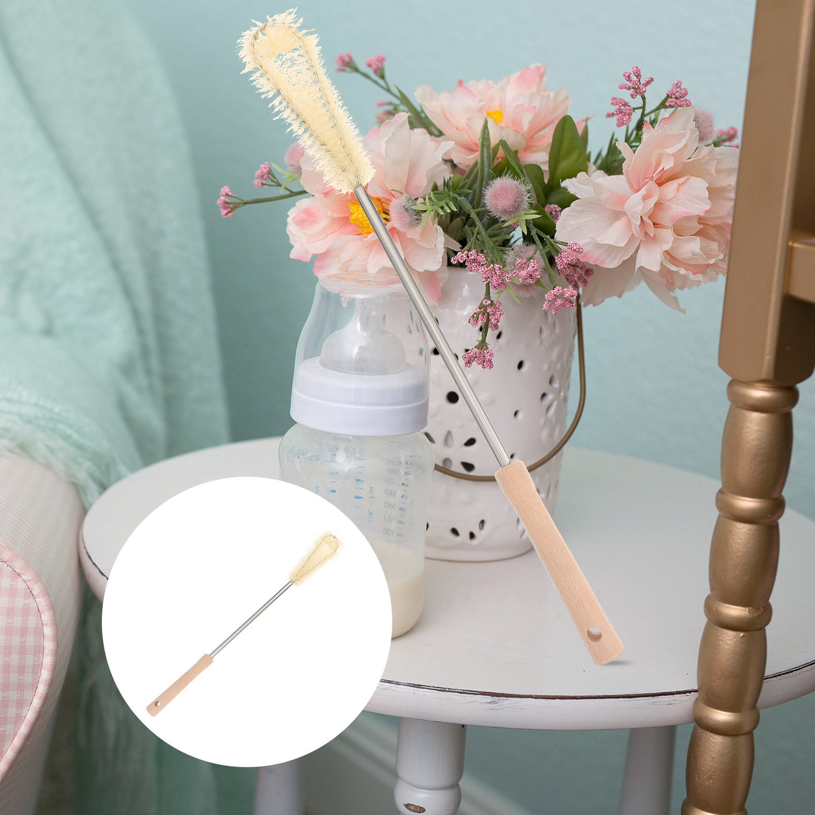 Dirt Brush Interior - แปรงล้างแก้วและขวดแบบพรีเมียม 1 ชิ้น ด้ามจับรูปตัว L ทำความสะอาดภายในได้ล้ำลึก