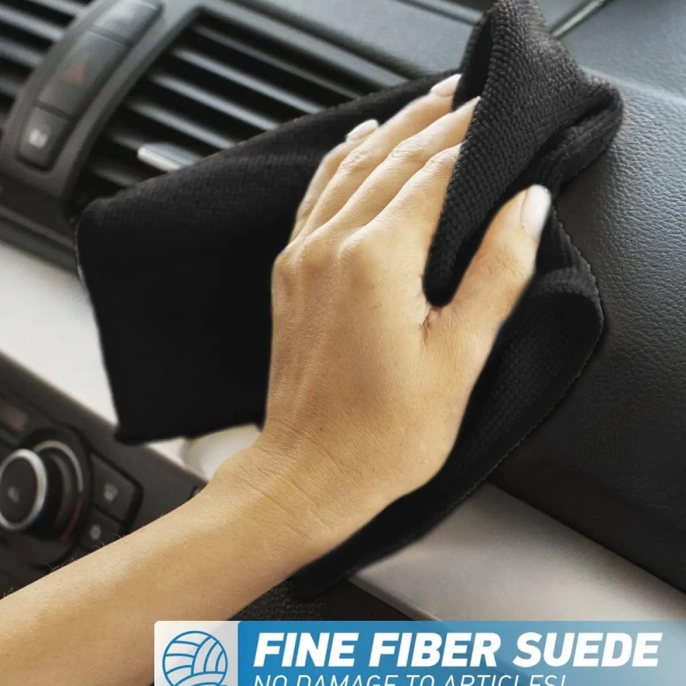 Microfiber Towel Detailing - ผ้าไมโครไฟเบอร์สีดำ ผ้าเช็ดทำความสะอาด ซึมซับได้ดี สำหรับล้างรถ งานบ้าน ทำความสะอาดห้องครัว