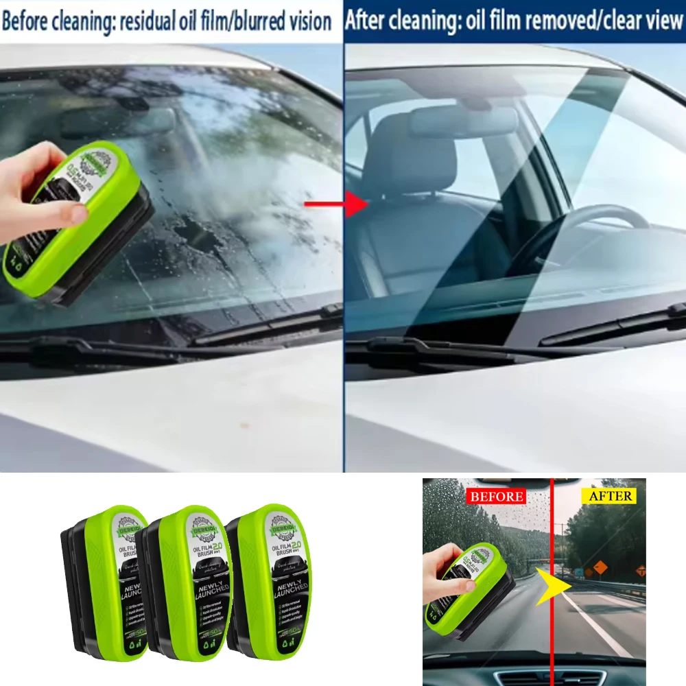 Car Cleaning Brush - น้ำยาทำความสะอาดคราบน้ำมันกระจกรถยนต์และกระจกชั้นใน, แปรงทำความสะอาดกระจกรถยนต์แบบฟองน้ำ