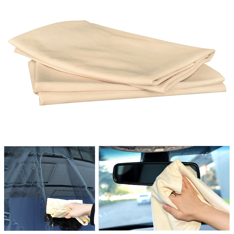 Interior Detailing Kit - ผ้าขนหนูล้างรถหนังชามัวร์ธรรมชาติดูดซับได้ดีในรถใช้ในบ้านหน้าต่างกระจกผ้าเช็ดทำความสะอาดล้างรถแห้งเร็ว